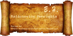 Balázsovics Henrietta névjegykártya